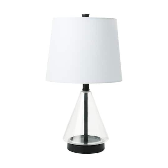 Clear Glass Black Table Lamp With Linen, Grandview Gallery Glass Table Lamp